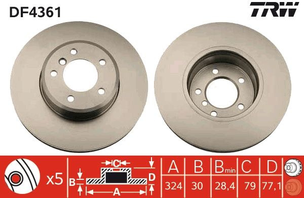 Disc frana TRW DF4361 pentru BMW 5 (E60), 5 (E60) 