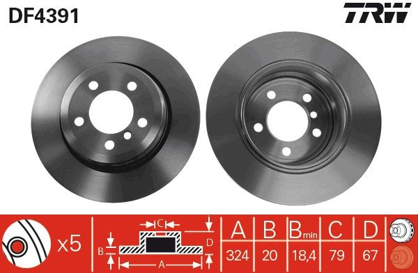 Disc frana TRW DF4391 pentru BMW 7 (E65, E66, E67), 7 (E65, E66, E67) 2001-2009