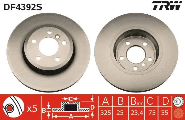 Disc frana TRW DF4392S pentru BMW X3 (E83)