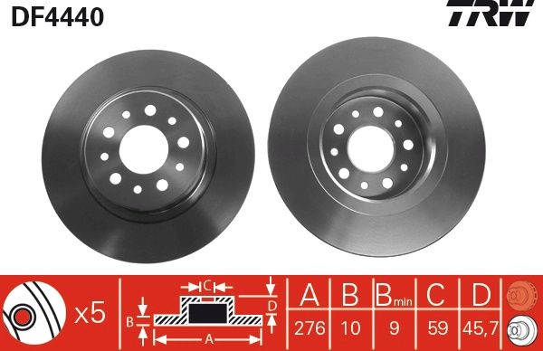 Disc frana TRW DF4440 pentru ALFA ROMEO GT (937_) 2003-2010