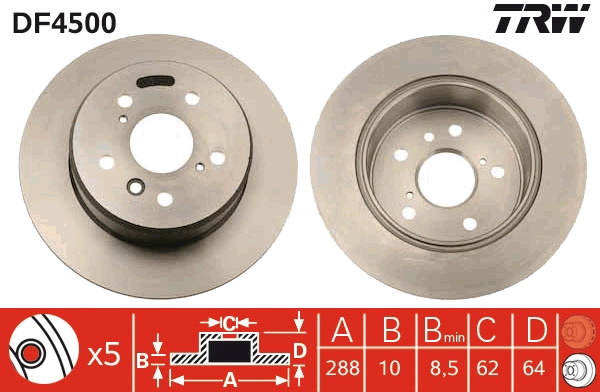 Disc frana TRW DF4500 pentru LEXUS RX (MCU15) 1998-2003