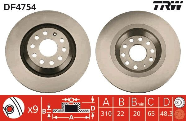 Disc frana TRW DF4754 pentru AUDI A3 (8P1)
