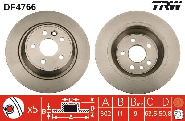 Disc frana TRW DF4766 pentru FORD FOCUS II (DA_, HCP, DP), RANGE ROVER EVOQUE (L538) 20112019