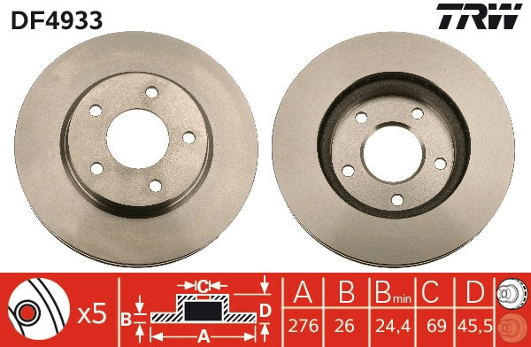 Disc frana TRW DF4933 pentru MITSUBISHI ASX (GA_W_) 2010-2015