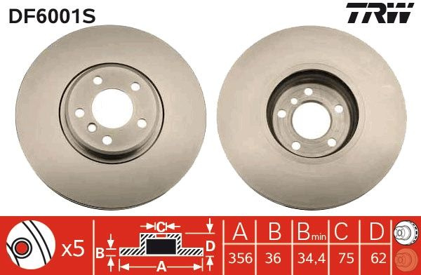 Disc frana TRW DF6001S pentru BMW X5 (E53), X5 (E53) 20002006