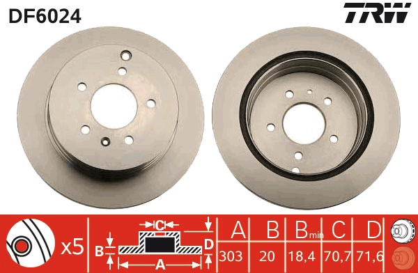 Disc frana TRW DF6024 pentru VAUXHALL ANTARA A (L07) 2006-2015