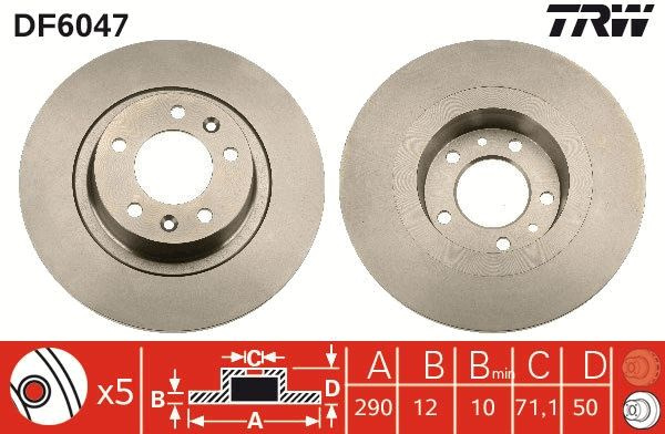 Disc frana TRW DF6047 pentru PEUGEOT 407 cupe (6C), 407 cupe (6C_) de la 2005