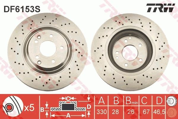 Disc frana TRW DF6153S pentru MERCEDES-BENZ C-CLASS (W203), C-CLASS T-Model (S203) 20012007