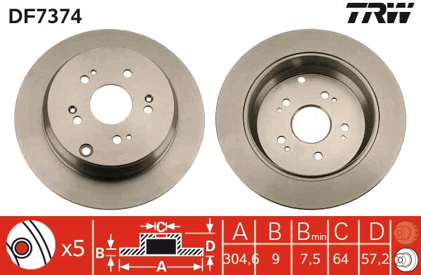 Disc frana TRW DF7374 pentru HONDA (DONGFENG) CR-V