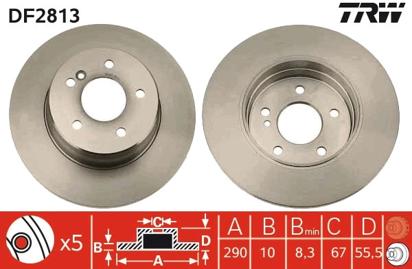 Disc frana TRW MERCEDES-BENZ SLK (R171) 2004-2011 - DF2813