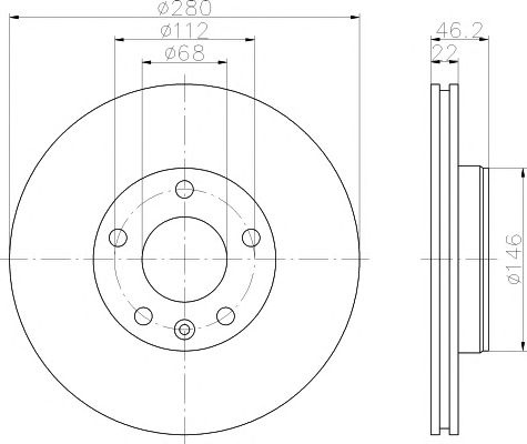 Disc frana ventilat punte fata AUDI A4 B7 Limuzina (8EC) (An fabricatie 11.2004 - 06.2008, 102 - 163 CP, Diesel, Benzina) - Cod intern: W20113344 - LIVRARE DIN STOC in 24 ore!!!