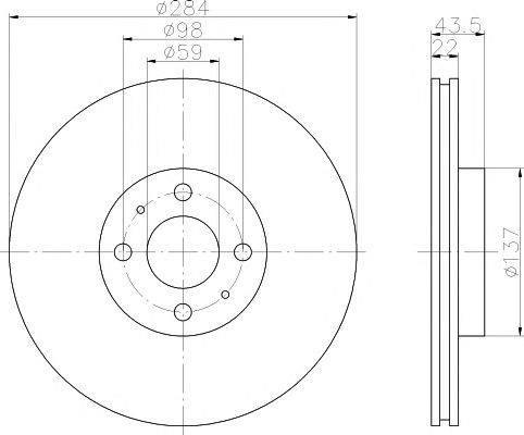 Disc frana ventilat punte fata FIAT Coupe (175) (An fabricatie 11.1993 - 08.1996, 190 CP, Benzina) - Cod intern: W20140484 - LIVRARE DIN STOC in 24 ore!!!