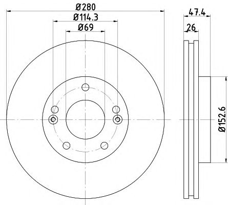 Disc frana ventilat punte fata KIA Carens II (FJ) (An fabricatie 11.2005 - ..., 140 CP, Diesel) - Cod intern: W20140419 - LIVRARE DIN STOC in 24 ore!!!