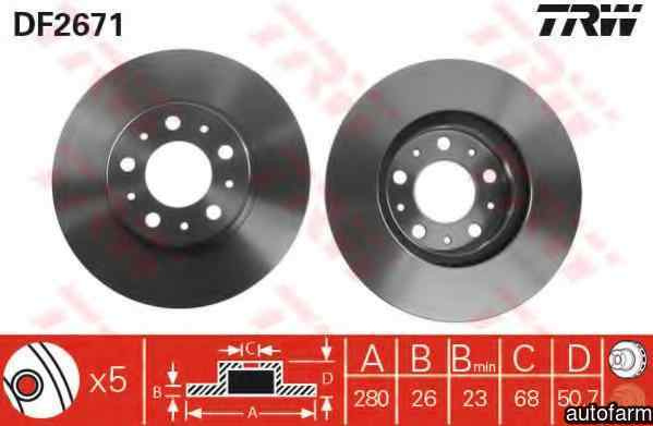 Disc frana VOLVO 850 combi LW TRW DF2671