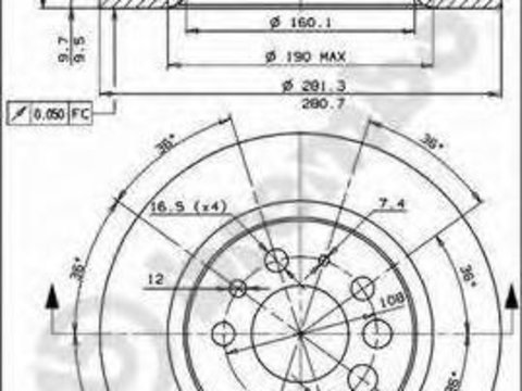 Disc frana VOLVO 940 limuzina (944), VOLVO 940 Mk II (944), VOLVO 940 Mk II combi (945) - BREMBO 08.3441.24