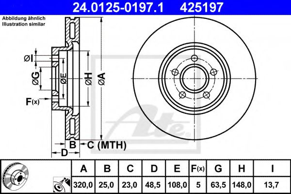 Disc frana VOLVO S40 II (MS) (2004 - 2016) ATE 24.