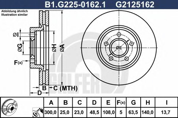 Disc frana VOLVO S40 II (MS) (2004 - 2016) GALFER B1.G225-0162.1 piesa NOUA