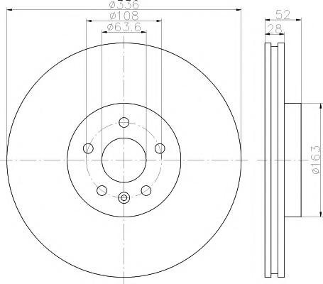 Disc frana VOLVO S80 II limuzina (AS), VOLVO V70 III (BW), VOLVO XC70 II combi - HELLA PAGID 8DD 355 119-131