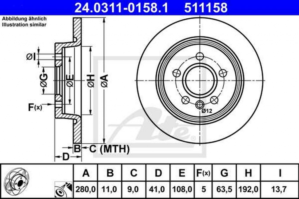 Disc frana VOLVO V50 MW ATE 24031101581