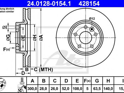 Disc frana VOLVO V60 (2010 - 2020) ATE 24.0128-0154.1