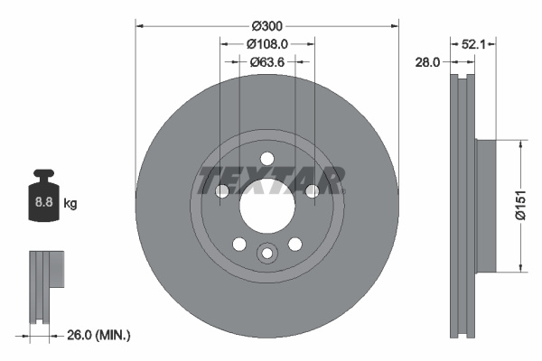 Disc frana # Volvo V70 2010 2011 2012 2013 2014 2015 # 92159205 # TEXTAR