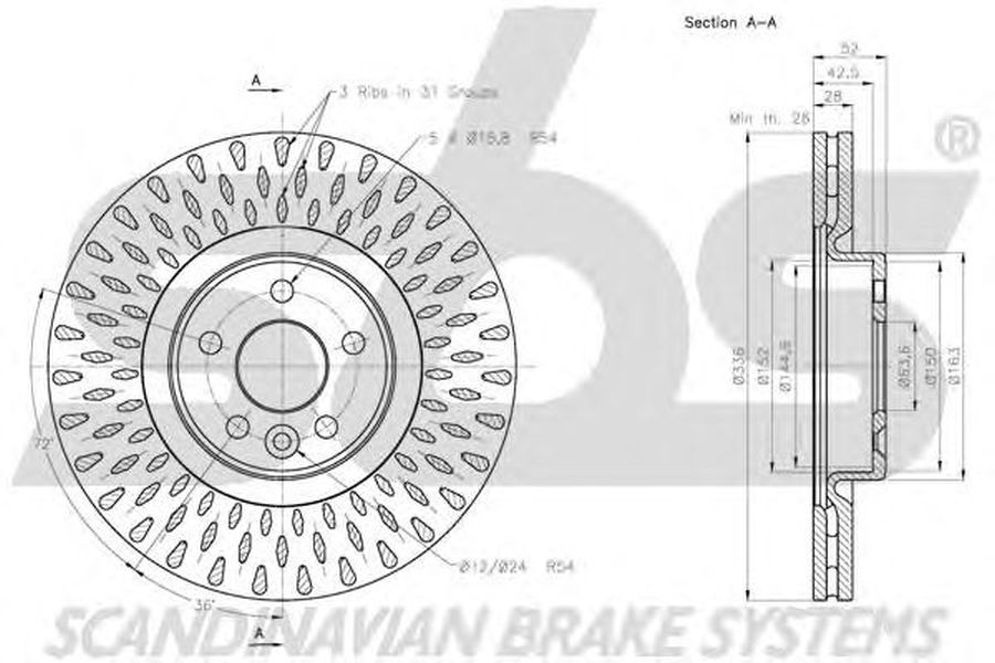 Disc frana VOLVO V70 III BW SBS 1815204856