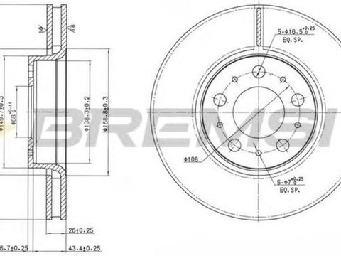 Disc frana VOLVO XC70 CROSS COUNTRY BREMSI DBB163V