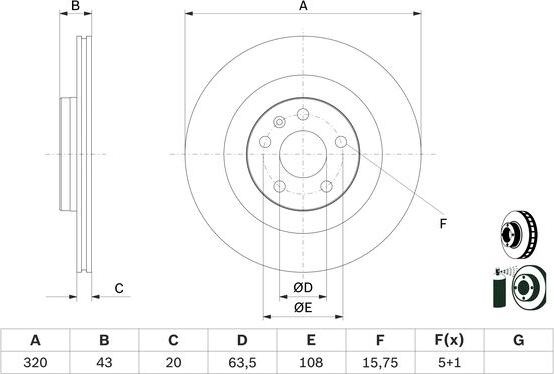 Disc frana VOLVO XC90 II (256), Crossover, 09.2014 - BOSCH 0 986 479 E87