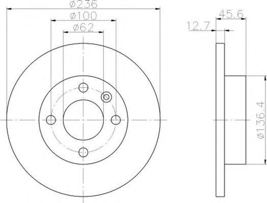 Disc frana VW CADDY II pick-up 9U7 HELLA 8DD355105871