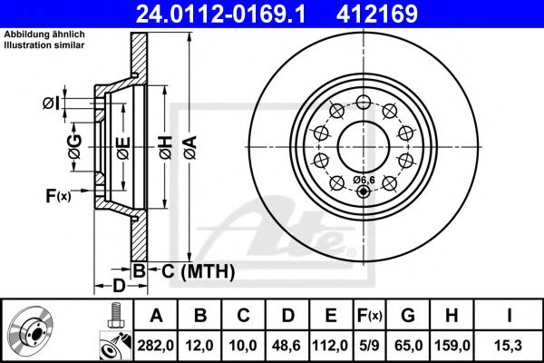 Disc frana VW GOLF 6 (5K1) (2008 - 2013) ATE 24.0112-0169.1