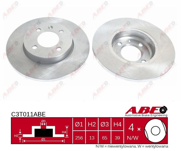 Disc frana VW GOLF III 1H1 Producator ABE C3T011ABE