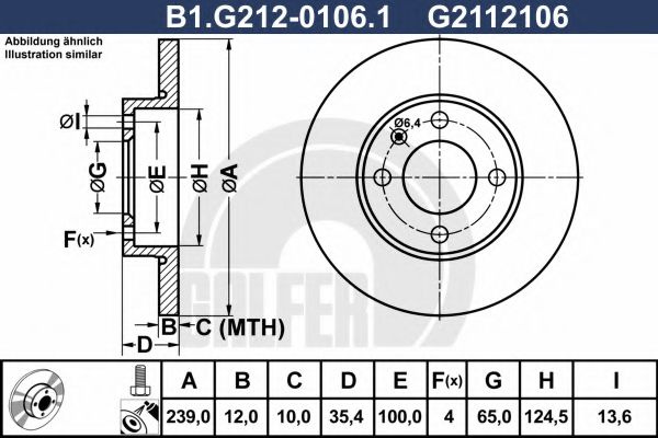 Disc frana VW GOLF III Variant (1H5) (1993 - 1999) GALFER B1.G212-0106.1 piesa NOUA