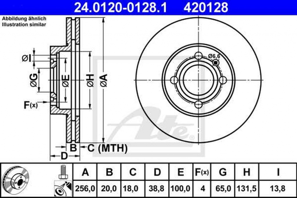 Disc frana VW GOLF IV Cabriolet 1E7 ATE 24012001281
