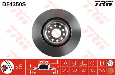 Disc frana VW GOLF VI 5K1 TRW DF4350S PieseDeTop