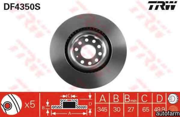Disc frana VW PASSAT CC 357 TRW DF4350S