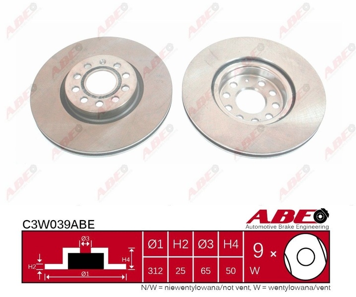 Disc frana VW PASSAT Variant 3C5 Producator ABE C3