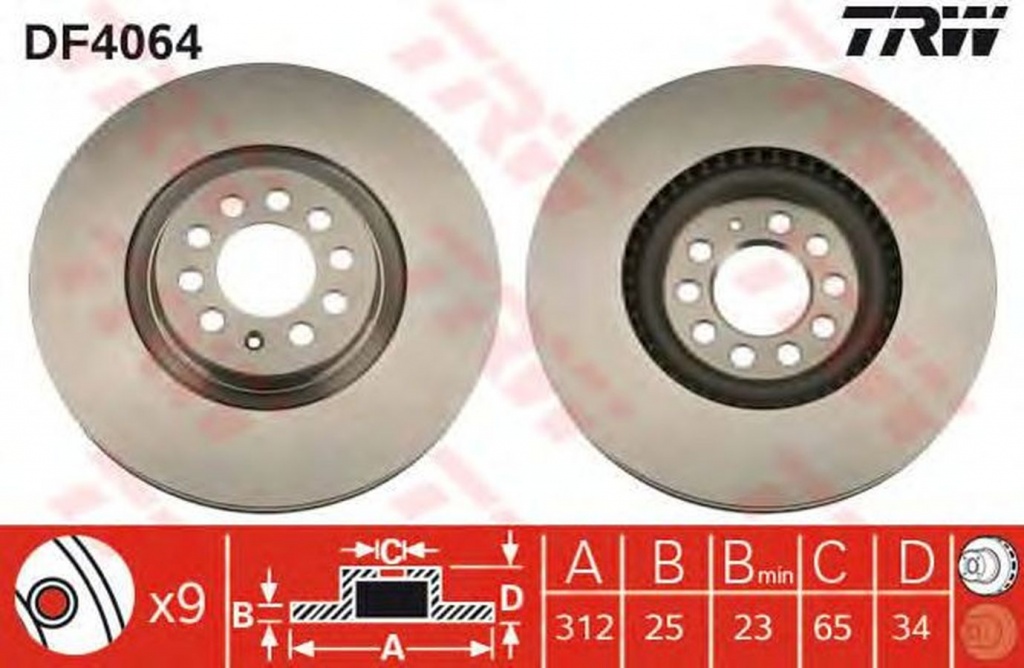 Disc frana VW POLO 9N TRW DF4064