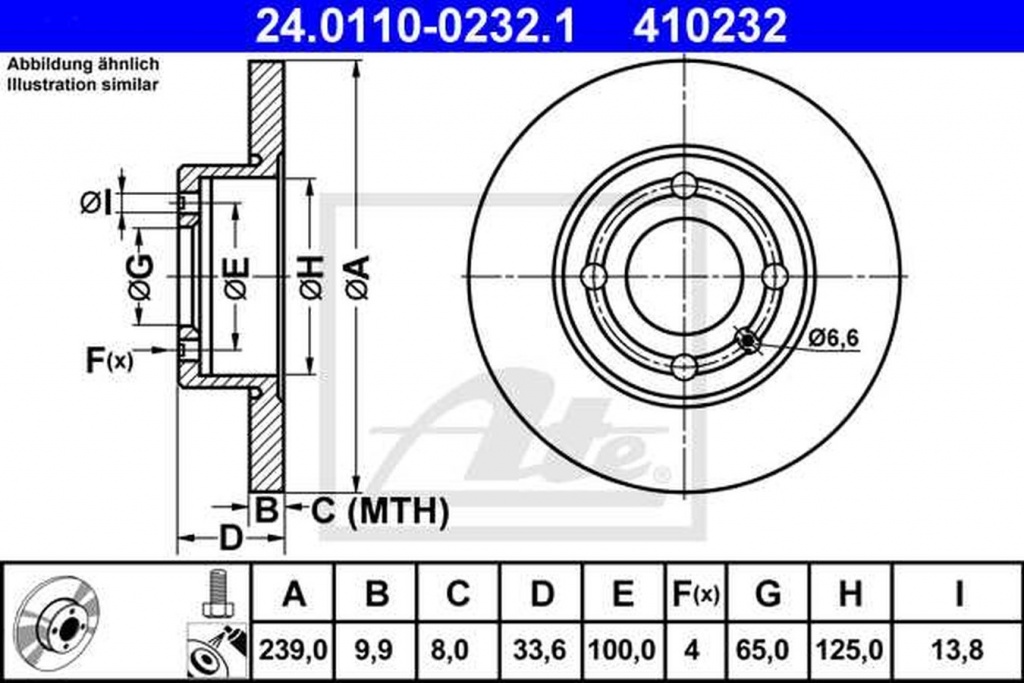 Disc frana VW POLO caroserie 6NF ATE 24011002321