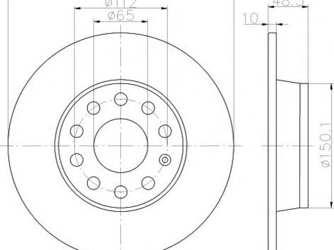 Disc frana VW TOURAN (1T1, 1T2), AUDI A3 (8P1), VW CADDY III caroserie (2KA, 2KH, 2CA, 2CH) - MINTEX MDC2205