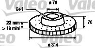 Disc frana VW TRANSPORTER / CARAVELLE Mk V bus (7HB, 7HJ, 7EB, 7EJ, 7EF, 7 (2003 - 2016) VALEO 197243