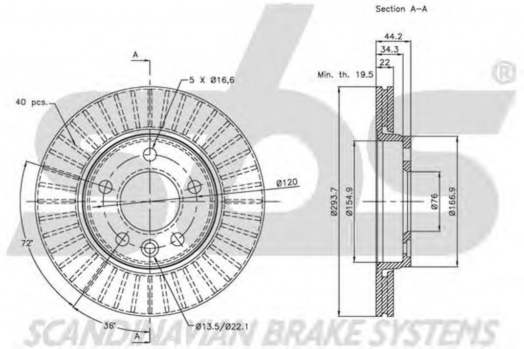 Disc frana VW TRANSPORTER VI bus SGB SGG SGJ sbs 1