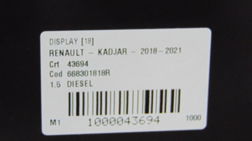 Display Renault Kadjar din 2019 cu panou