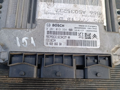 ECU Calculator Motor Citroen 1.6 HDI, 0281013334, 9666986680, 9653958980