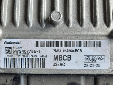 ECU Calculator motor Ford Focus 2 5WS40778BT 7M51-12A650-BCB SID206 [VAG]