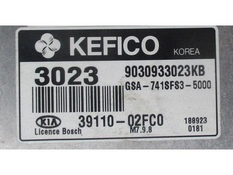 ECU Calculator motor Kia Picanto 1.1 39110-02FC0 9030933023KB M7.9.8 {