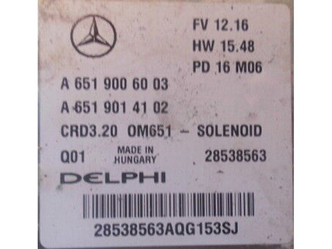 ECU Calculator motor Mercedes Sprinter 2.2CDI A6519006003 28538563 CRD3.20 {