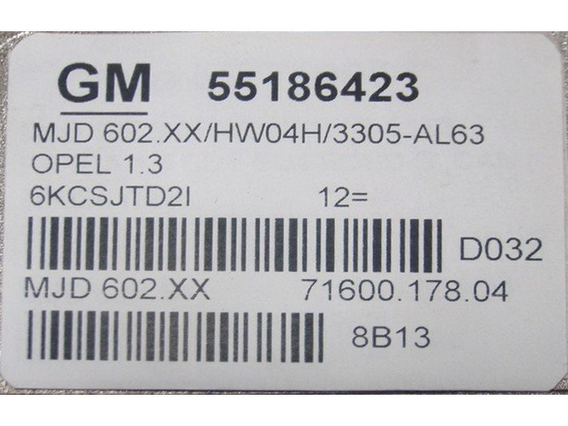 ECU Calculator motor Opel Corsa 1.3CDTI 55186423 602.XX {