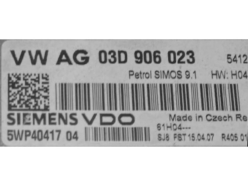 ECU Calculator motor Skoda Fabia 1.2 03D906023 5WP40417 SIMOS 9.1 BBM