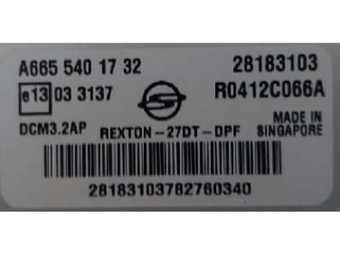 ECU Calculator motor Ssangyong Rexton 2.7 A6655401732 DCM3.2AP {