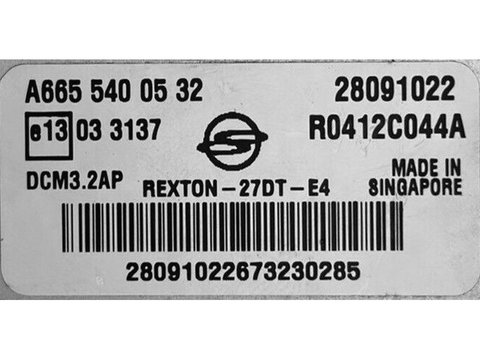 ECU Calculator motor Ssangyong Rexton 2.7D A6655400532 DCM3.2AP {